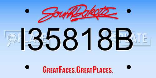 I35818B South Dakota License Plate
