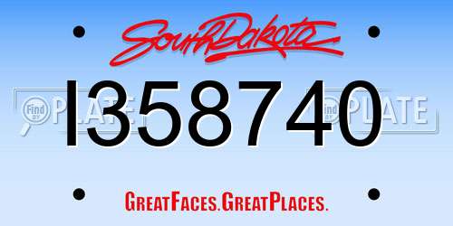 I358740 South Dakota License Plate