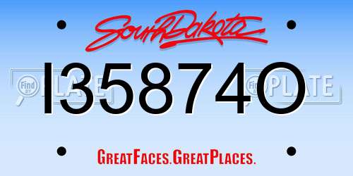 I35874O South Dakota License Plate