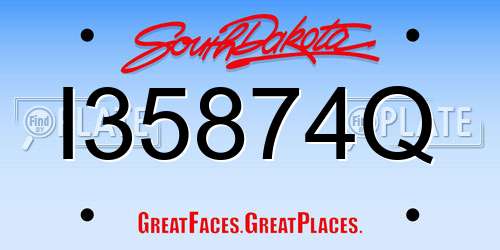 I35874Q South Dakota License Plate