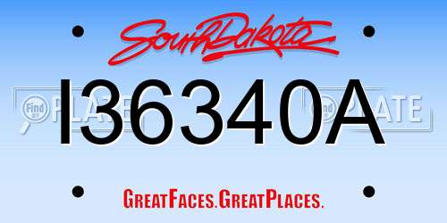 I36340A South Dakota License Plate