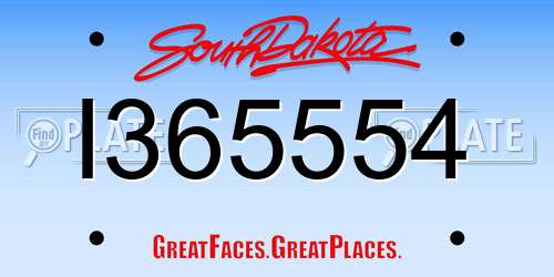 I365554 South Dakota License Plate