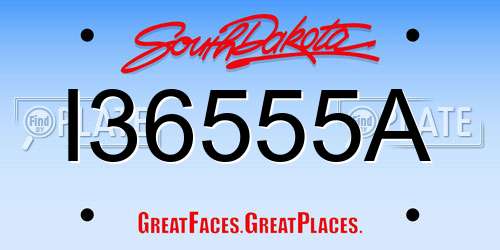 I36555A South Dakota License Plate