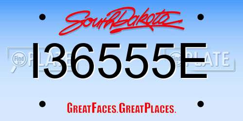 I36555E South Dakota License Plate