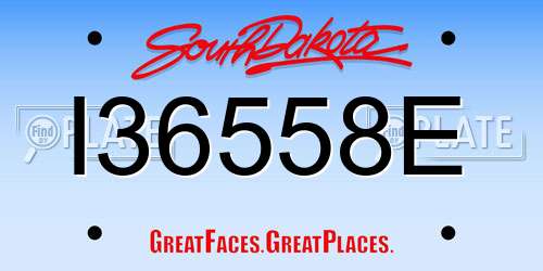 I36558E South Dakota License Plate