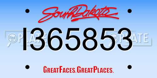 I365853 South Dakota License Plate