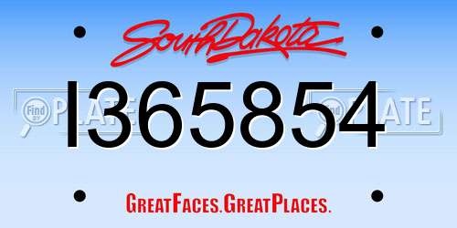 I365854 South Dakota License Plate