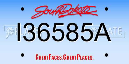 I36585A South Dakota License Plate