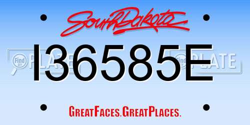 I36585E South Dakota License Plate