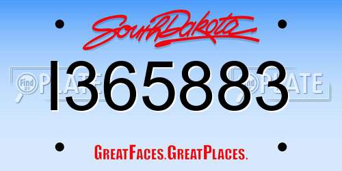 I365883 South Dakota License Plate