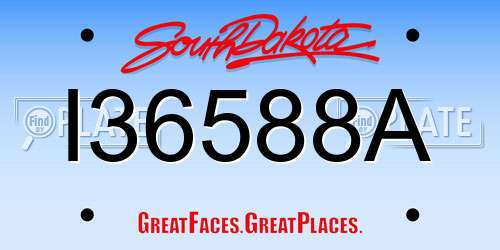 I36588A South Dakota License Plate
