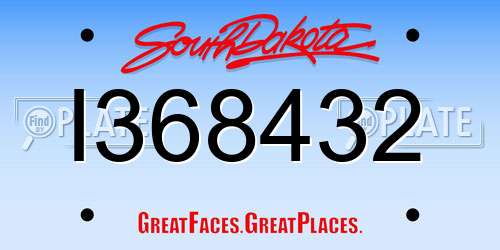 I368432 South Dakota License Plate