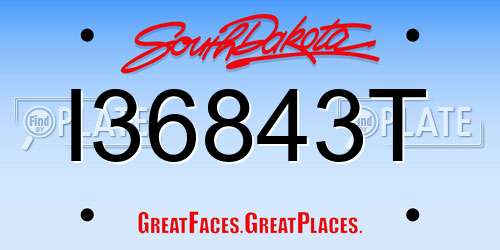 I36843T South Dakota License Plate