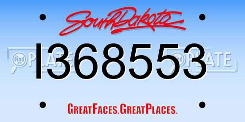 I368553 South Dakota License Plate