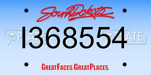 I368554 South Dakota License Plate