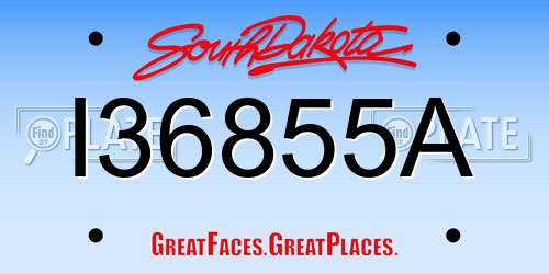 I36855A South Dakota License Plate