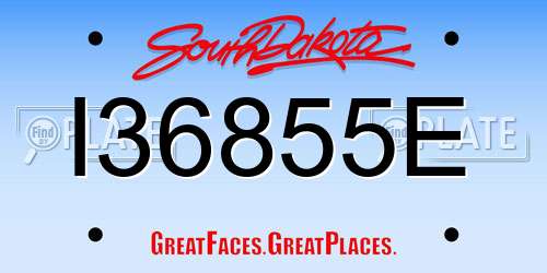 I36855E South Dakota License Plate