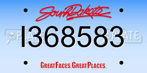 I368583 South Dakota License Plate