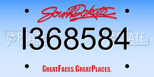 I368584 South Dakota License Plate