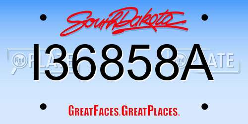 I36858A South Dakota License Plate