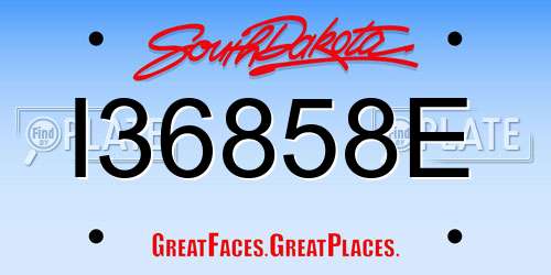 I36858E South Dakota License Plate