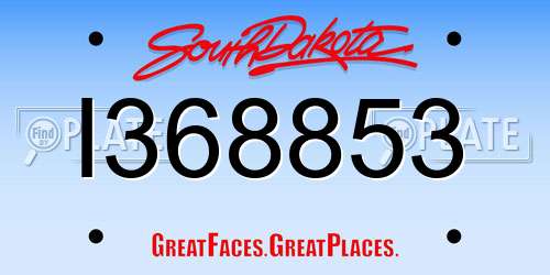 I368853 South Dakota License Plate