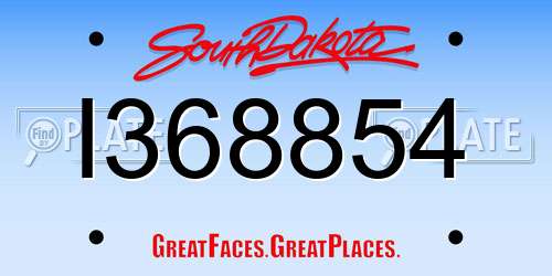 I368854 South Dakota License Plate