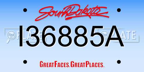 I36885A South Dakota License Plate