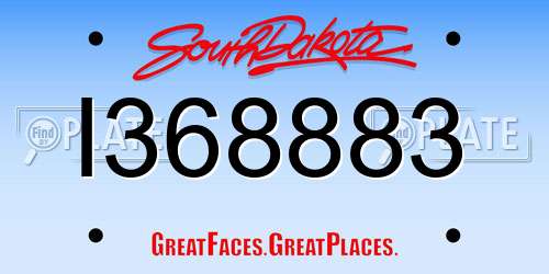 I368883 South Dakota License Plate