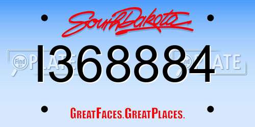 I368884 South Dakota License Plate