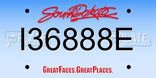I36888E South Dakota License Plate