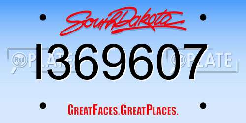 I369607 South Dakota License Plate