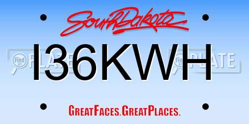 I36KWH South Dakota License Plate