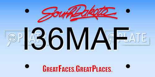 I36MAF South Dakota License Plate