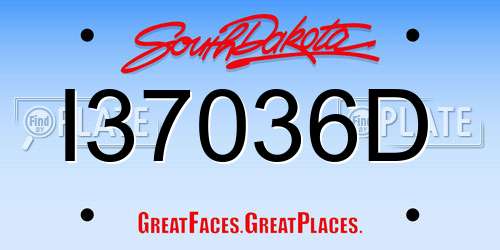 I37036D South Dakota License Plate