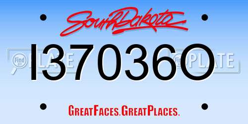 I37036O South Dakota License Plate