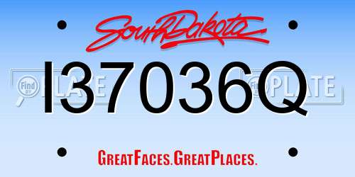 I37036Q South Dakota License Plate