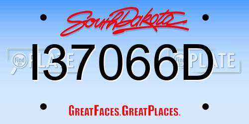 I37066D South Dakota License Plate