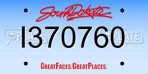 I370760 South Dakota License Plate