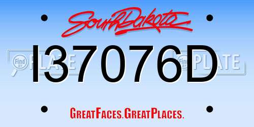 I37076D South Dakota License Plate