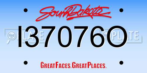 I37076O South Dakota License Plate