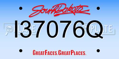 I37076Q South Dakota License Plate