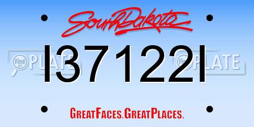 I37122I South Dakota License Plate