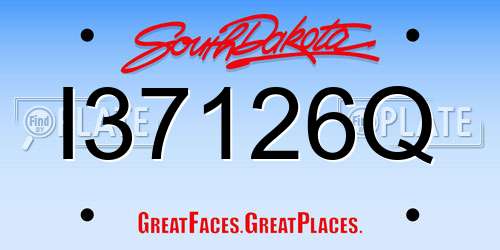I37126Q South Dakota License Plate