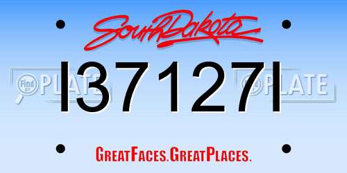 I37127I South Dakota License Plate