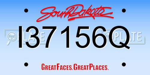 I37156Q South Dakota License Plate