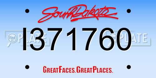 I371760 South Dakota License Plate