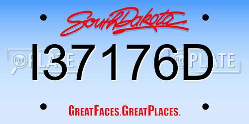 I37176D South Dakota License Plate