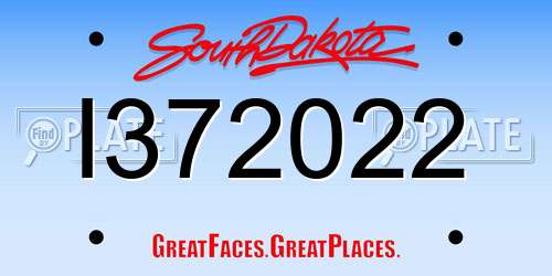 I372022 South Dakota License Plate