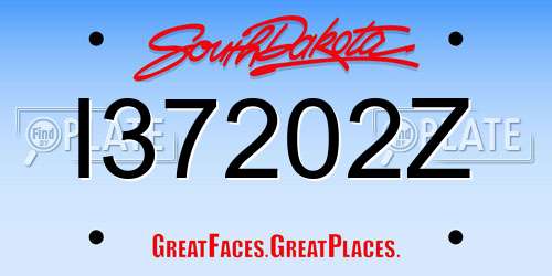 I37202Z South Dakota License Plate